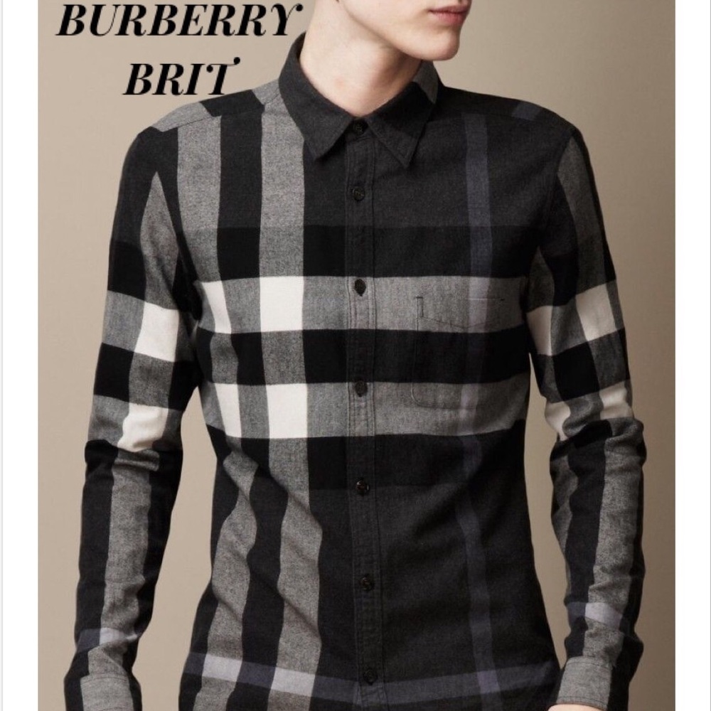 SOLD-BURBERRY BRIT EXPLODED CHECK BUTTON DOWN - Picture 1 of 8